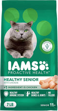IAMS Proactive Health Senior Dry Cat Food, Cat Food Dry Chicken Recipe, Real Chicken in Every Bite, 7 lb. Bag