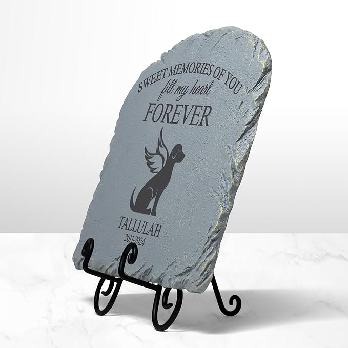 Let's Make Memories Personalized Forever Friend Pet Memorial Stone - Cat - Sympathy Garden Marker