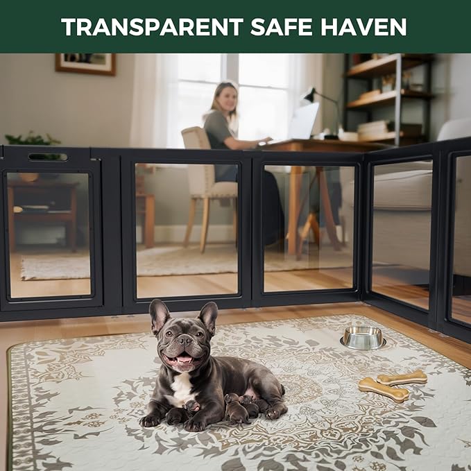 FXW AuraSpace Acrylic Indoor Dog Playpen for Small and Medium Dogs, 30 Inch, 8 Panels, Black