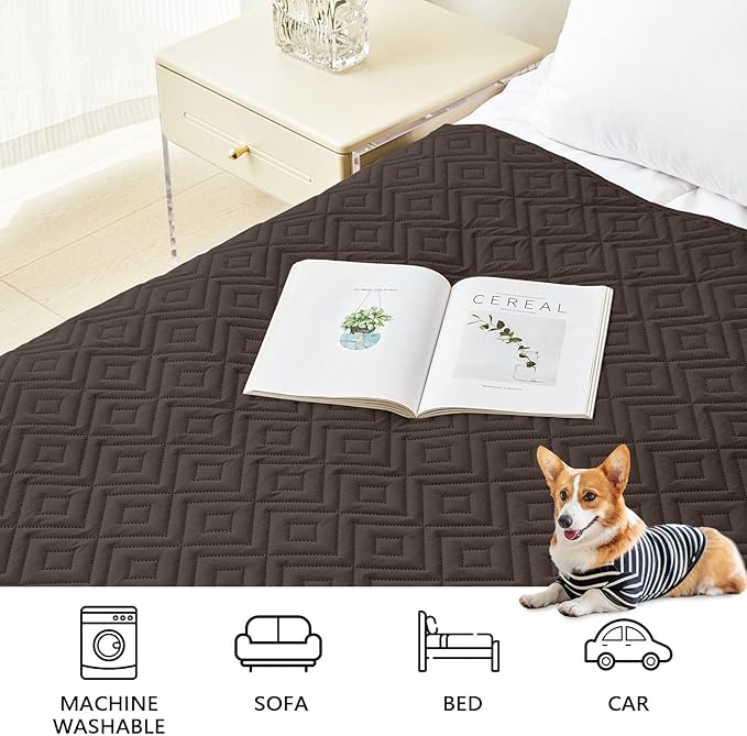 hyha Waterproof Dog Blanket, Soft Pet Bed Blankets, Waterproof Sofa Couch Cover for Dogs Washable, Reversible Pet Couch Covers for Sofa Furniture (30x70 Inch, Chocolate/Dark Grey)