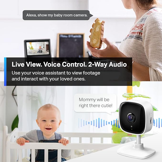 Tapo 2K Indoor Security Camera for Baby Monitor, Dog Camera w/Motion Detection, 2-Way Audio Siren, Night Vision, Cloud & SD Card Storage(Up to 512GB), Works w/Alexa & Google Assistant C110