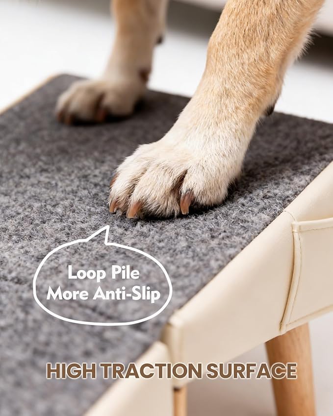 Dog Ramp for Couch & Bed, 2-in-1 Dog Stairs for Small Dogs & Cats, 11.81'' Indoor Pet Ramp with 23°Gentle Slope, Non-Slip Felt, Joint Protection for Senior & Injured Pets, Sturdy Ottoman-Style Design