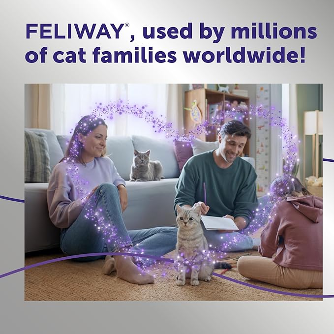 FELIWAY® Optimum 30 Day Cat Calming Plug In Pheromone Diffuser Starter Kit, 48ml - Helps Reduce Common Signs of Stress in Cats & Kittens, Enhanced Calming