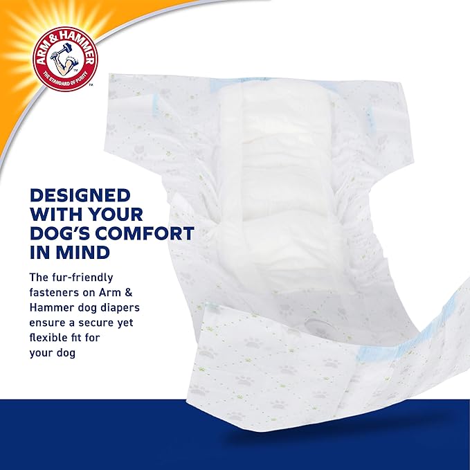 Arm & Hammer for Pets Disposable Female Dog Diapers with Odor Control and Wetness Indicator, Leak Resistant Dog Diapers for Incontinence and Heat Cycles, Size Large 18–23 in Waist, 12 Count - 2 Pack