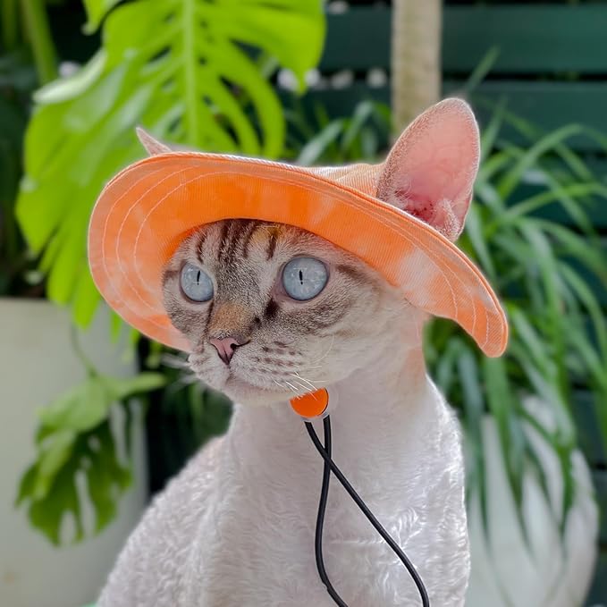 Pet hat with Ear Holes Sunscreen Baseball Cap Suitable for Small and Medium-Sized Dogs Outdoor Climbing hat in Summer Pet Products (Orange, Medium)