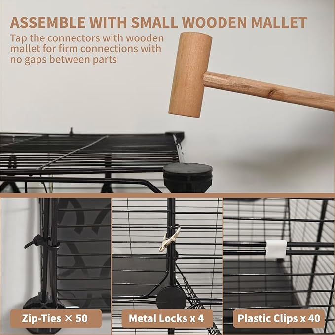 Medium Cat Cage Indoor: Enclosed Cat Enclosure DIY Pet Playpen Detachable Metal Wire Kennel Sturdy Crate with Hammock for Cats Kitten