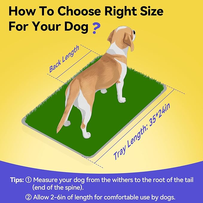 Dog Grass Pad with Tray Large, 35" x 24" Stainless Steel Dog Litter Box with 2 Premium Grass Pads & Reusable Pee Pad - Durable, Rust-Proof, Easy Clean Dog Toilet for Large Dogs Indoor Outdoor Use