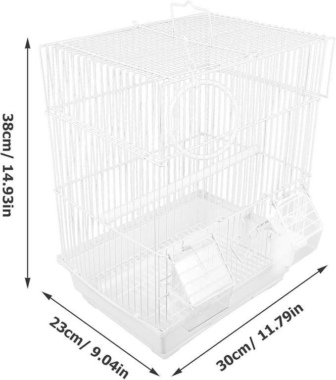 Lightweight Metal Small Parakeet Cage White Portable Bird Carrier Suitable for Parrots Conures Cockatiels at Home