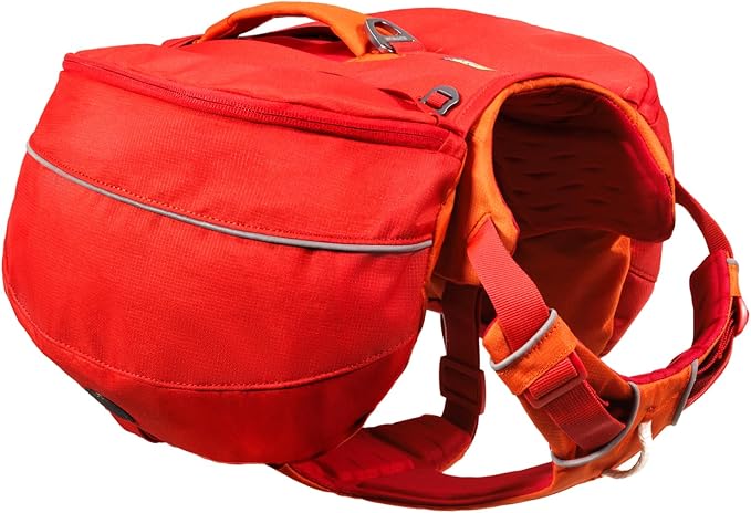 Ruffwear Palisades Dog Backpack, Multi-Day Pack with Removable Saddlebags, Breathable Adjustable Harness, Reflective Trim, Red Currant, Large/X-Large