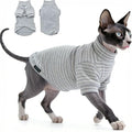 Fleece Sphynx Cat Clothes Soft Hairless Cat Clothes Pullover Cat Sweater for Chihuahua All Season Light and Warm Kitten Cloth for Cats Only Puppy Clothes Small Dog Sweater (Gray Striped, X-Large)