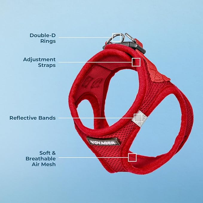 Best Pet Supplies Voyager Step-in Air Harness - All Weather Mesh, Reflective, No Pull Harness for Dogs, Cats - Secure with Hook & Loop Fastener, Buckle, Double D-Rings - Red, XS