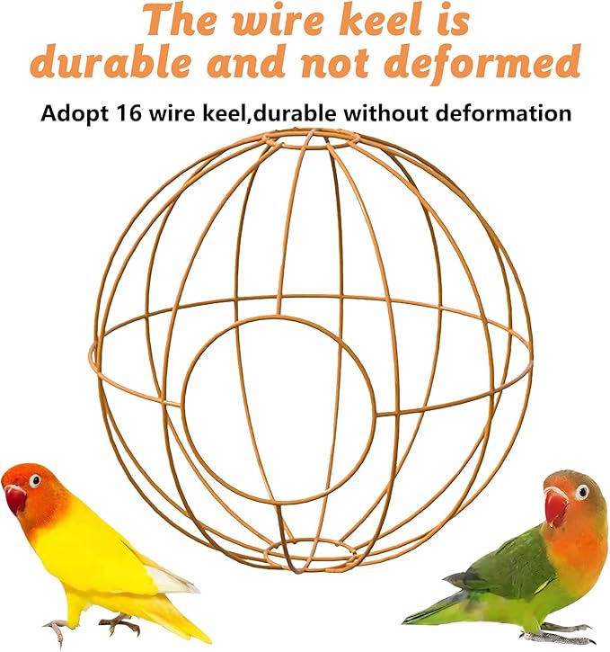BNOSDM Rattan Parrot Nesting House Bird Nest Parakeet Hanging Swing Soft Lovebird Warm Bed Sleeping for Parrots Bird Cage Accessories for Cockatiels Budgerigars Finches Canaries (Khaki & Brown)