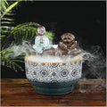 Fish Tank Aquarium Ceramic Fish Tank Home Living Room Circulation Flow Water Fish Tank Feng Shui Lucky Ornament Balcony Goldfish Bowl Fish Tank Glass Fish Tank(B)