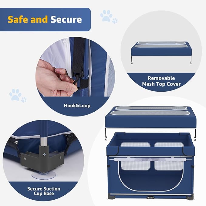 LOOBANI Foldable Dog Playpen with Cover: 1 Min Setup Pet Puppy Playpen Indoor, Sturdy Reinforced Steel/Iron Frame Dog Fence, Portable Whelping Box for Home Dog Cat Rabbit-43.3"x43.3"x27.1"│Patented