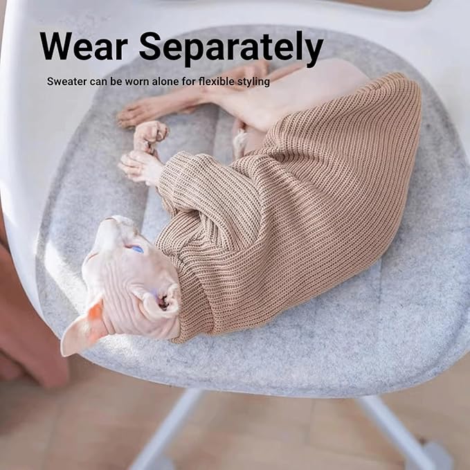 Cat Costume & Puppy Clothes 2-Piece Set, Soft Warm Lamb-Fleece Jacket & Breathable Knit Sweater for Small Dogs & Kittens, Size Large