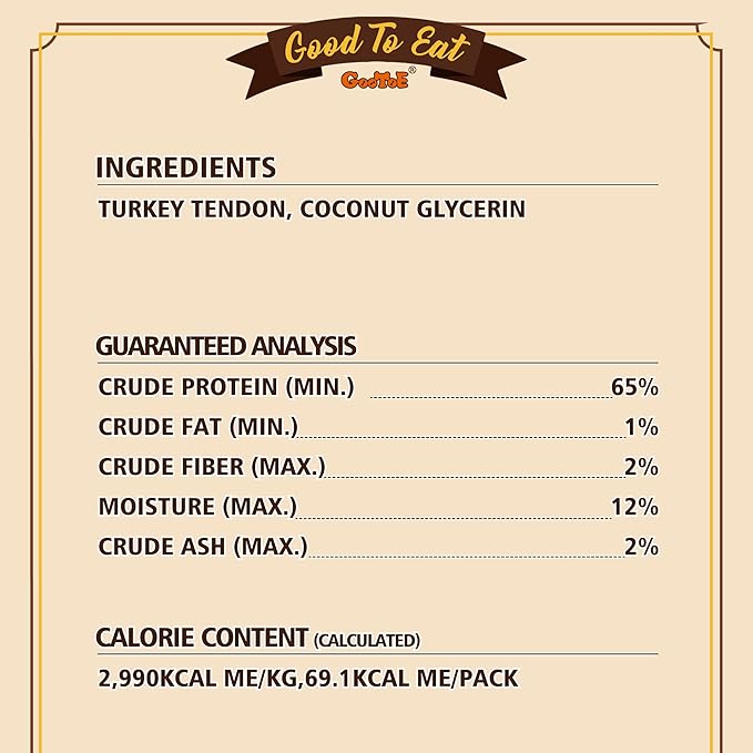 Gootoe Turkey Tendons for Dogs –All-Natural, Hypoallergenic Dog Treats, Rawhide Alternative, Long Lasting Puppy Chews, Healthy Dog Treats for Medium Breeds, Twists (M), 6 Count Pack