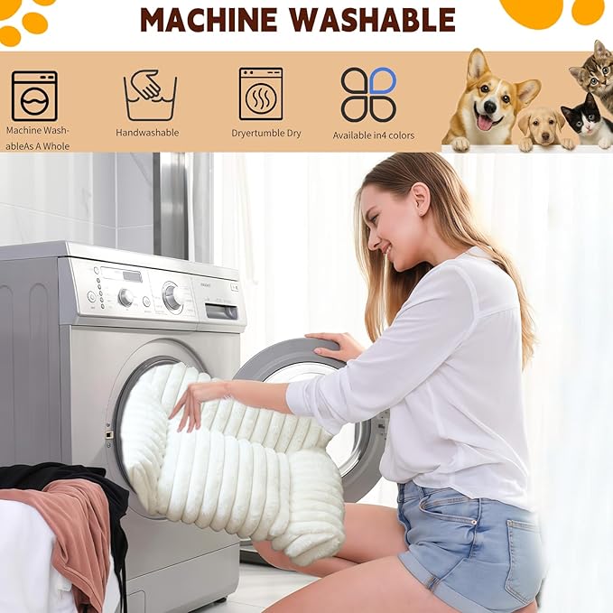 Indoor Pet Sofa Bed | Cat Sofa Bed, Soft Square Pet Bed, Indoor Non-Slip Cat Bed, Comfortable Plush, Suitable for Small to Medium Cats and Dogs(Khaki, M(23.62 * 17.71 * 9.84in))
