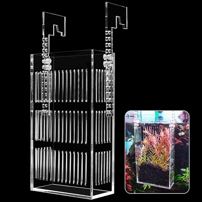 Fish Hatchery Adjustable Aquarium Breeding Box Multi Purpose Acrylic Tank Transparent Hanging Type Design Suitable for Fry Nursery, 18x10x5cm