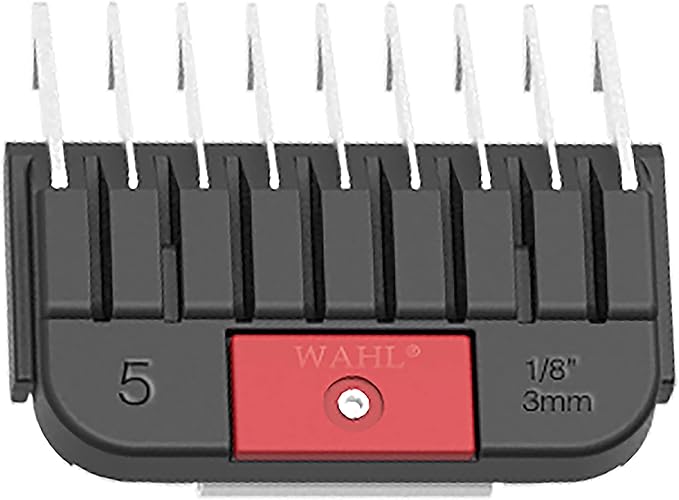 WAHL Professional Animal Stainless Steel Attachment Guide Comb Detachable Blade Pet Clippers - #5, 1/8 Inch Cut Length (3371-100), Red