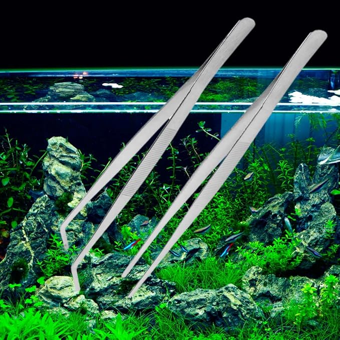 30CM Aquarium Straight Elbow Stainless Steel Live Plant for Tweezer Plier Tool Tweezers Fish for 12'