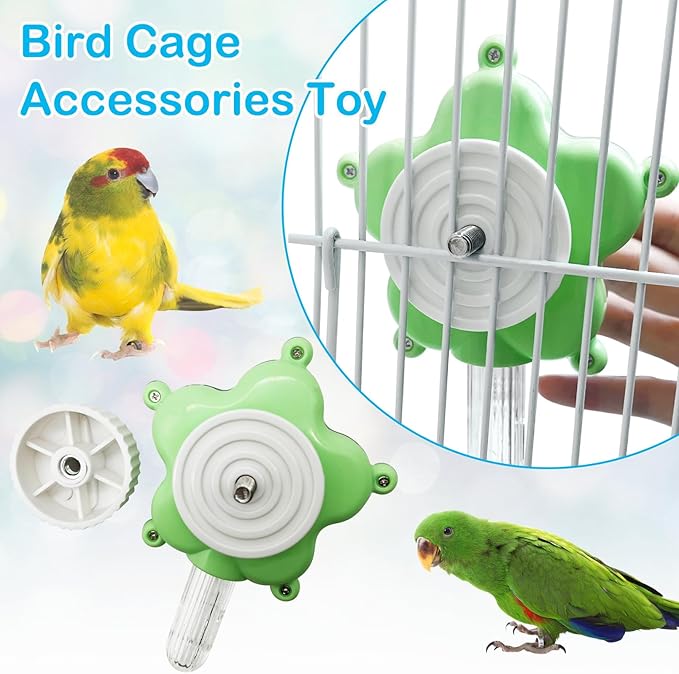 BNOSDM Bird Foraging Toys Cockatiel Foraging Wheel Parrot Cage Spinning Toys Parakeet Enrichment Puzzle Feeder Toy for Budgies Lovebirds Canaries (Green)