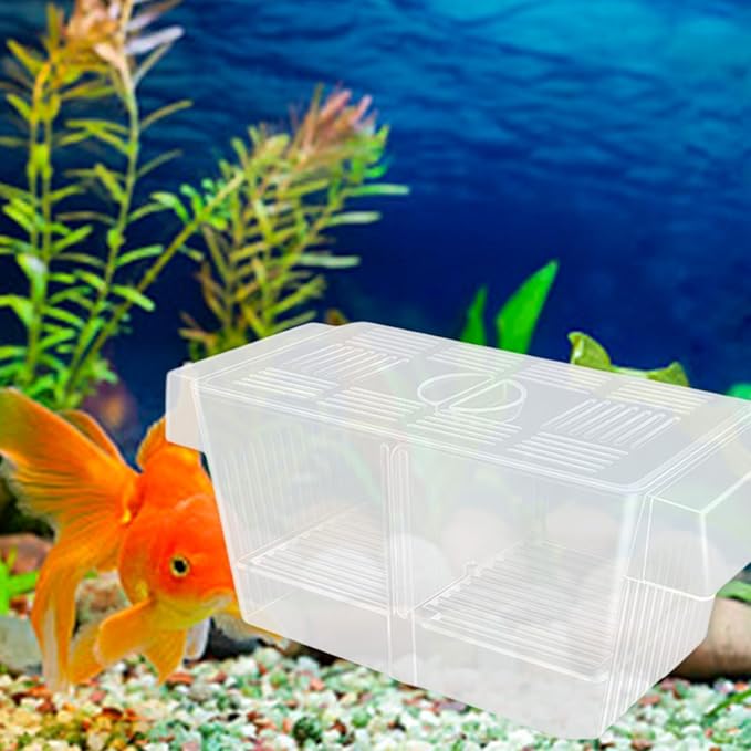 2PCS Clear Breeding Box Safe Incubator for Aquarium Fish Shrimp Fry Protections with Water Circulations 2 Dividers Fish Breeding Tanks