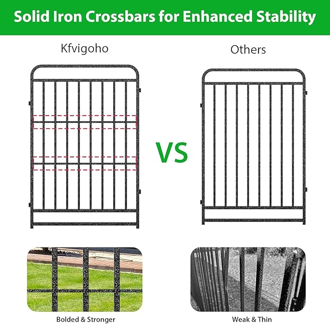 Dog Fence Outdoor 8 Piece Panels 32" Height, Square Steel Pipe with Reinforced Crossbars, Anti-Rust Heavy Duty Dog Playpen with Doors Portable for Yard RV Camping, Total 18FT, 25 Sq.ft, Snowy Black