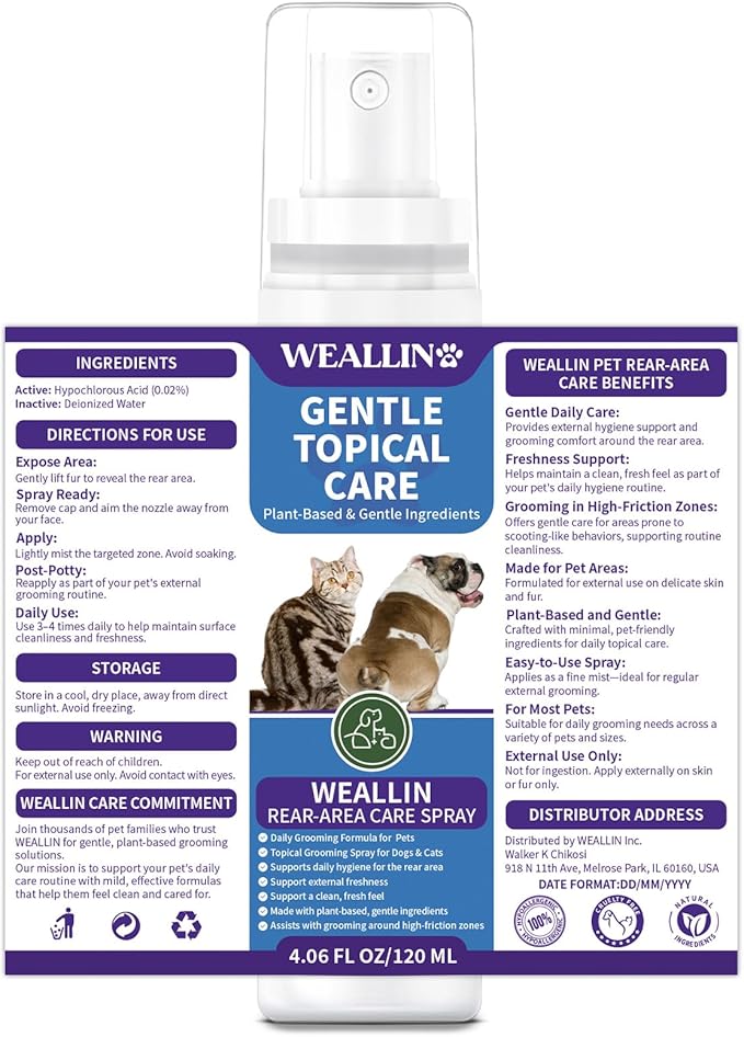 Anal Gland Spray for Dogs Cats - Fast Anal Gland Relief Stops Scooting & Itching Odor Elimination Anti Itch Dog Spray Pain Relieving Safe for All Animals - 4.06 FL OZ