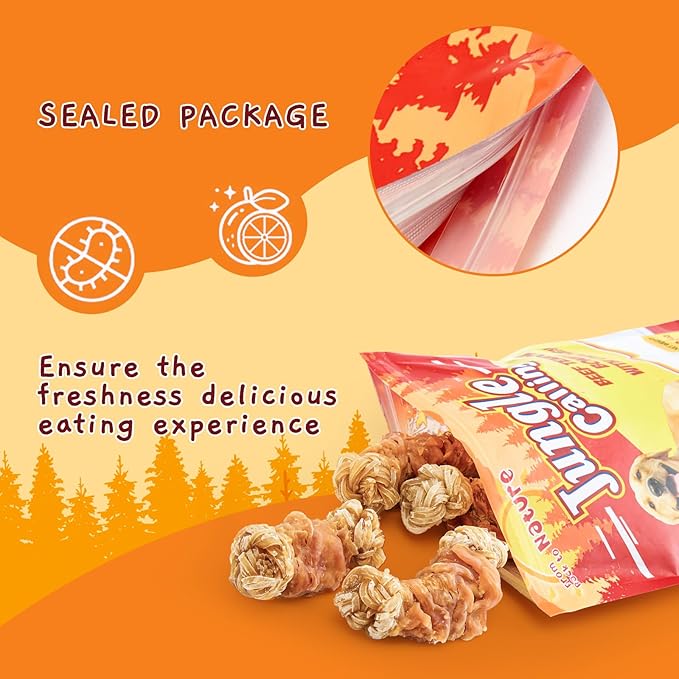 Jungle Calling Beef Tendons for Dogs, Chicken Wrapped Tendons Dog Chews Long Lasting Hip and Joint Supplement for Dogs with Glucosamine (Knotted Bone) (Pack of 2)