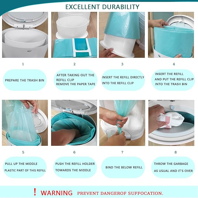 4-Pack Cat Litter Pail Liner Refills Bags Compatible with Litter Champ Litter Pail