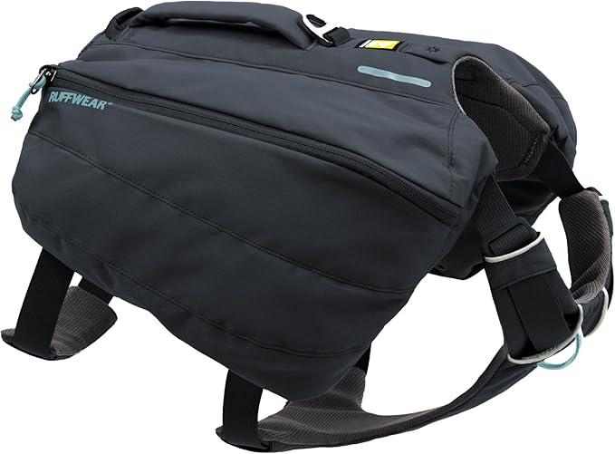 Ruffwear, Front Range Day Pack, Dog Backpack with Saddlebags, 5-Point Adjustment, 3 Leash Points, Padded Handle, Internal Mesh Pockets, Reflective Trim, Light Loop, Basalt Gray, Medium