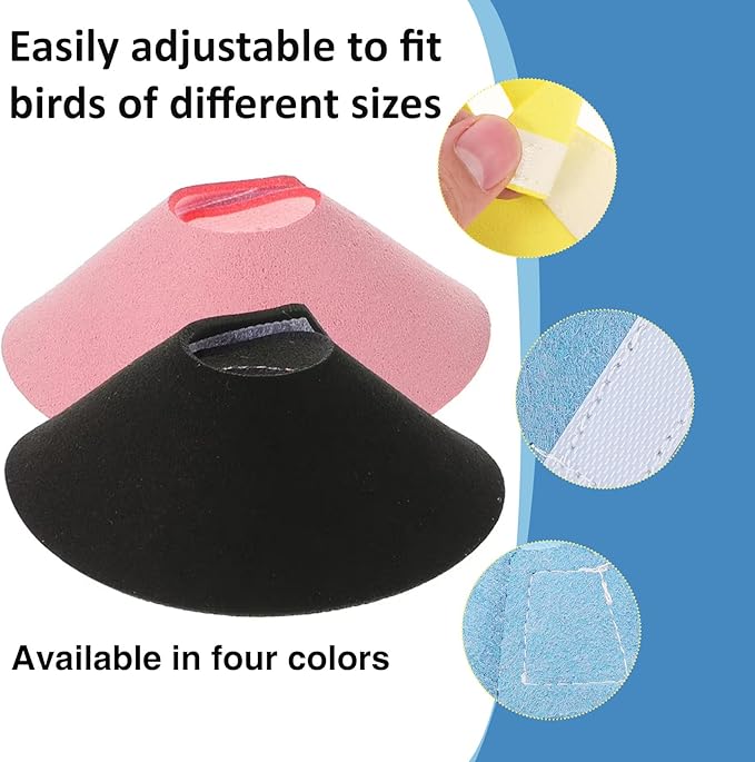 4Pack Bird Cone Collar, Anti-Grab Feather Plucking Wound Healing Safety Elizabethan Collar, Protective Recovery Cones for Budgerigar Cockatiel Lovebirds Cockatoo Parrots (L)