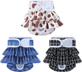 Reusable Dog Diapers Female 3 Pack Doggie Diapers for Period Heat Incontinence Puppy Training (Medium, Animal Print)