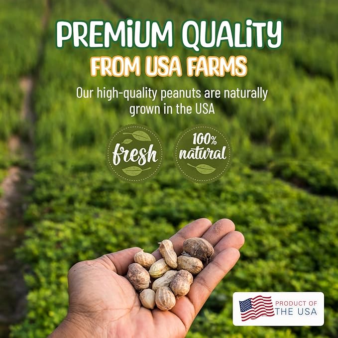 Premium Quality Raw Peanuts in Shell - 8 Pounds – All-Natural Food for Squirrels, Deer, Birds, and Other Wildlife Animals – Grown in The USA for Healthy Nutrition