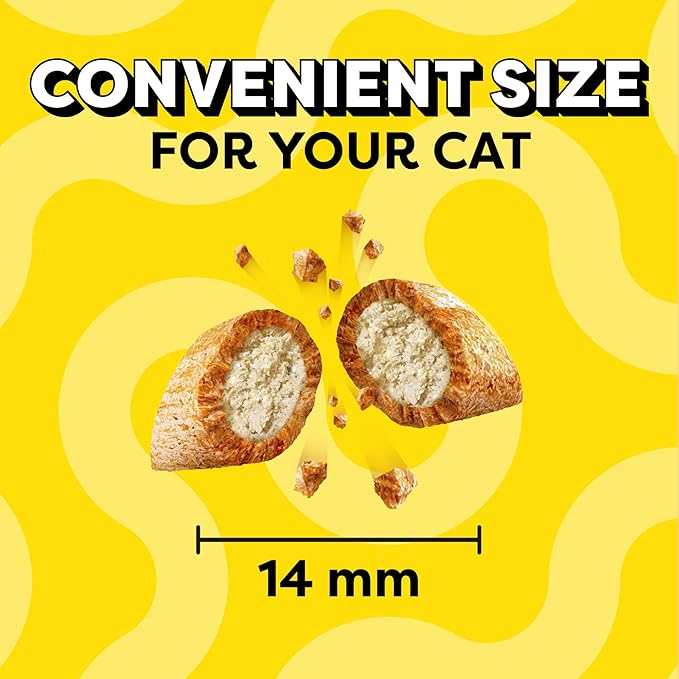Temptations Jumbo Stuffed Cat Treats, Crunchy and Soft Cat Treats, Savory Salmon Flavor, 14 oz. Tub