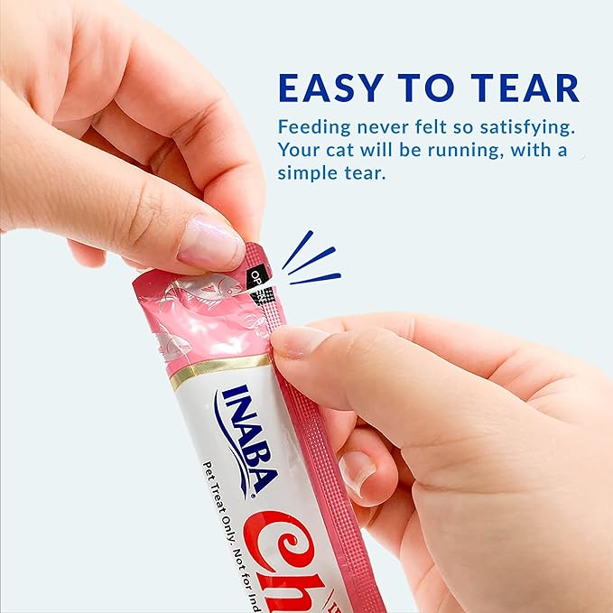 INABA Churu Cat Treats, Grain-Free, Lickable, Squeezable Creamy Purée Cat Treat/Topper with Vitamin E & Taurine, 0.5 Ounces Each Tube, 24 Tubes (4 per Pack), Tuna with Chicken Recipe
