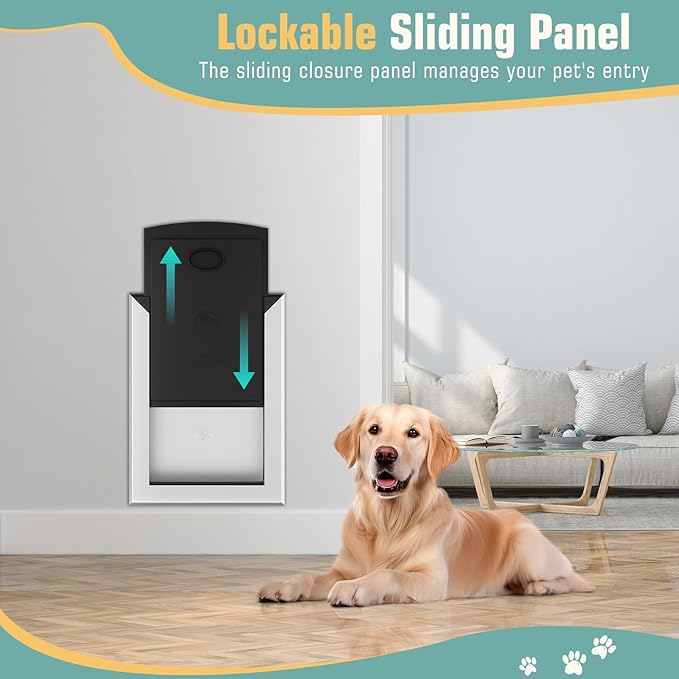 Extra Large Pet Door for Wall Dog Door, 2-Flap XLarge Doggie Door for Exterior Wall, Sliding Lock Panel, for Pets Up to 220 lbs.