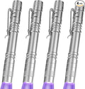 COSOOS UV Black Light Flashlights, 4 Pack 395nm Mini Pen Lights with Clip, Waterproof Ultraviolet Flashlights for AC Leak, Pet Urine, Scorpion, Hotel Inspection, Dry Stain and Bed Bug(Silver)