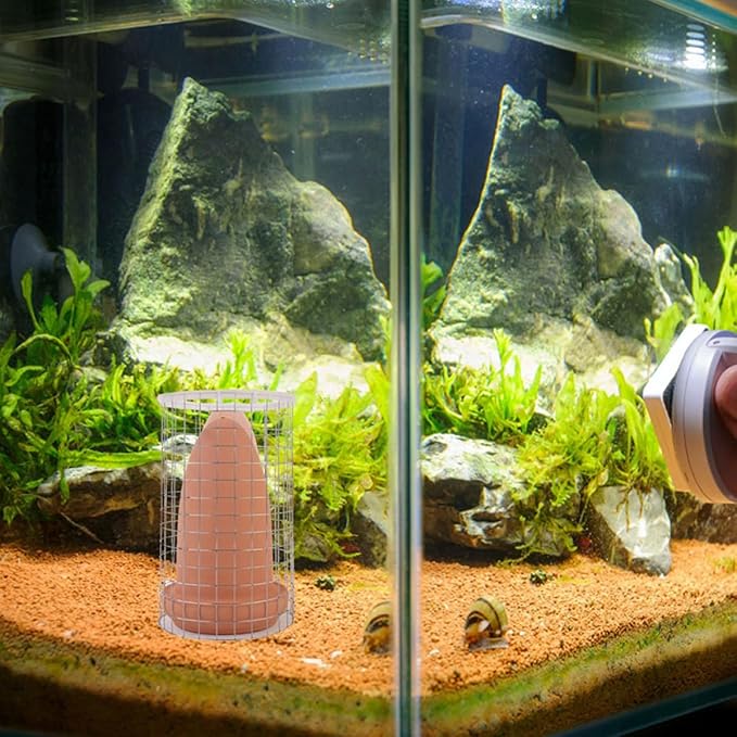 POPETPOP Fish Breeding Box with Ceramic Spawning Cones, Medium Size Breeding Tank with Protective Isolation Net and Lid for Angelfish, Discus, Shrimp Hatchery in Aquarium