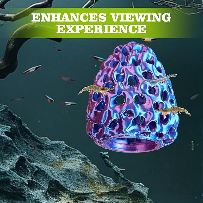 Shrimp Dome Hide, Shrimp Hides for Aquarium, Betta Fish Hideout with Suction Cup, Betta Habitat Tank Ornament Accessories, Aquarium Decor for Small Fish Guppy Hiding Resting (Blue Red)