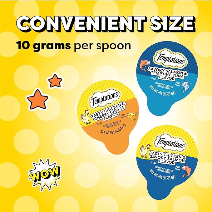 Temptations Lickable Spoons, Soft Lickable Cat Treats, Adult Wet Cat Treats, Variety Pack, 48 Spoons