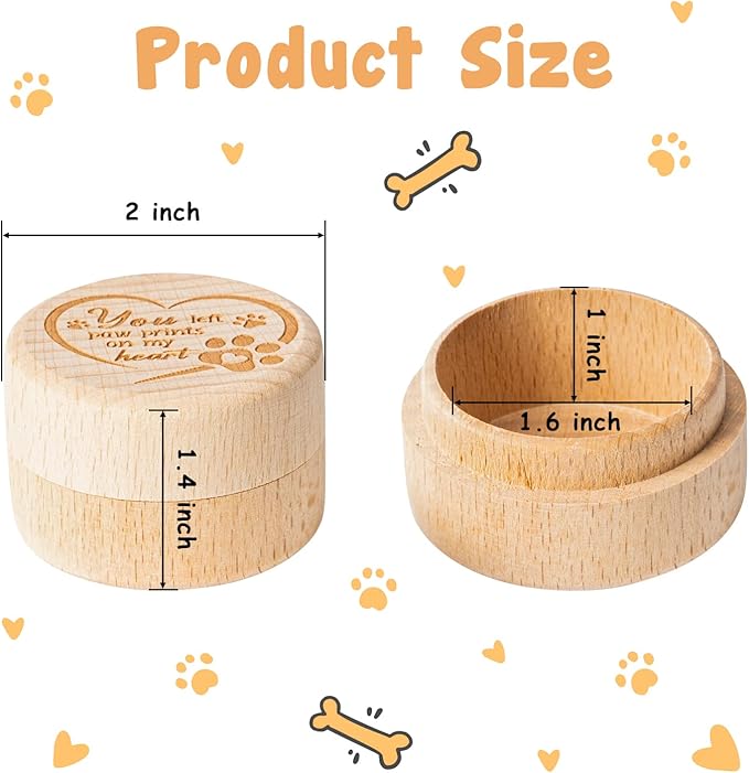 CJiangpo Dog Memorial Keepsake Box, Wooden Pet Urns Memorial Gifts for Loss of Dog Cat Hair Ashes Container Remembrance Pet Loss Sympathy Gifts 2Pcs