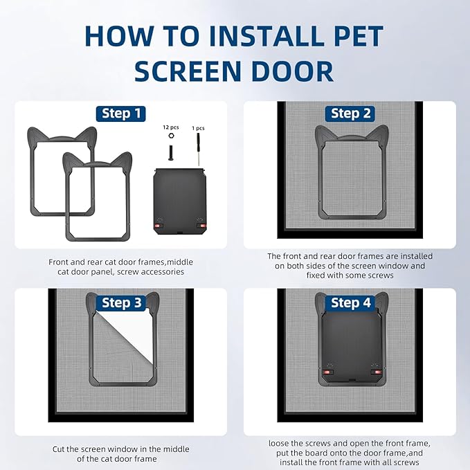 Pet Screen Door for Dogs & Cats - Heavy Duty Magnetic Lockable Flap, Inside Door 11.1x8.94inch, Easy Install for Sliding Glass/Patio Doors Screen, Scratch-Resistant & Security Latch (Size XL)