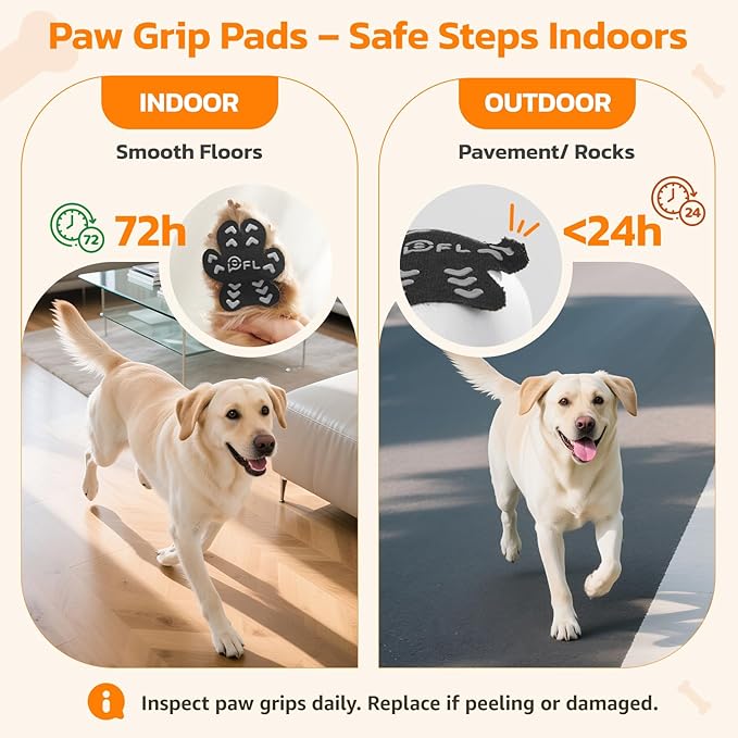 Non-Slip Dog Paw Protector Pads for Senior Dogs, Dog Paw Traction Stickers with Anti-Slip Rubber, Help Walk on Hardwood Floor, Blue 48pcs, M for 11-20lbs