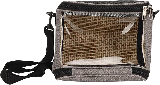 Transparent Bird Carrier Bag, Portable Lightweight Parrot Travel Cage for Cockatiels Parakeets, Breathable Backpack with Side Pockets and Rattan Weave for Small Birds (Grey)