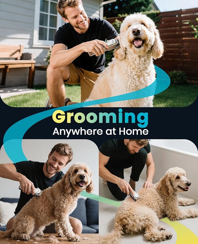 oneisall Dog Clippers for Grooming Thick Hair,Low Noise Dogs Grooming Kit with Detachable Stainless Steel Blade,Dog Shaver for Thick/Matted/Knotted/Fine/Wave/Curly Hair,PC18