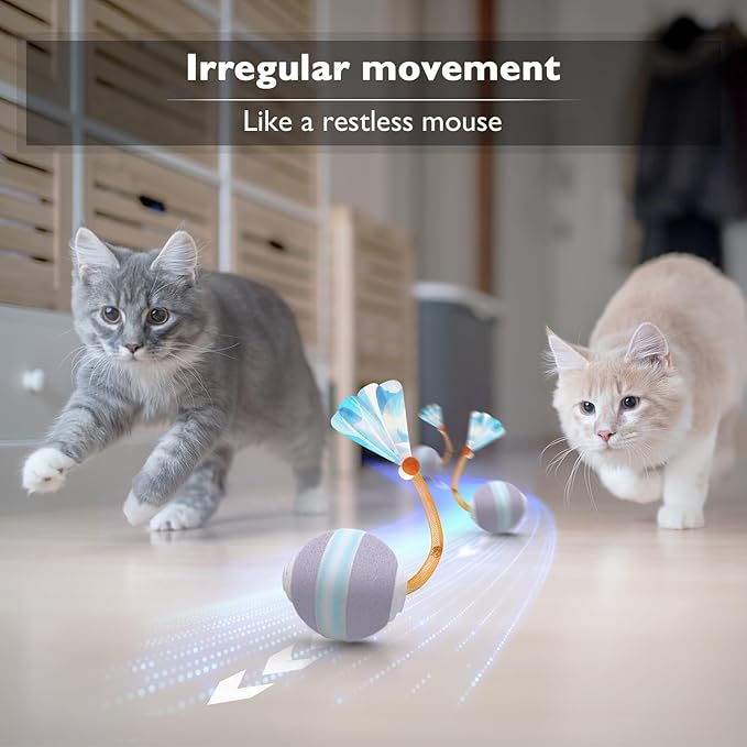YVE LIFE Interactive Cat Toys Ball for Indoor Cats,[Newly Upgraded] Agile Moving Cat Ball with Elastic Mesh Tail,Automatic Kitten Toys for Bored Indoor Adult Cats,Motion Activated (Purple)