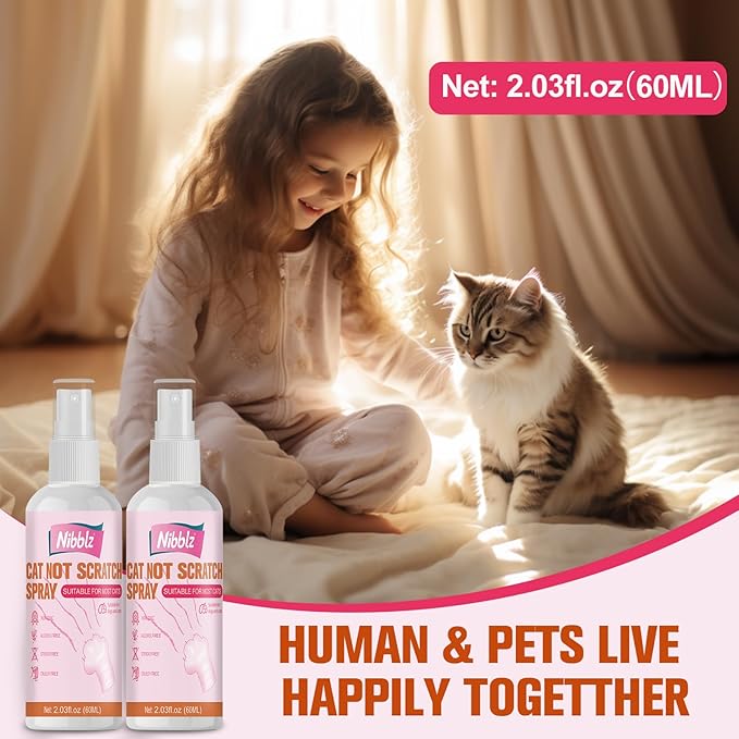 2 Pack Natural Cat Deterrent Spray - Effective Indoor & Outdoor Cat Repellent for Furniture, Couches & Plants