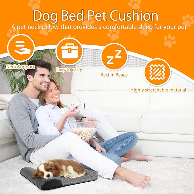 VINGVO Dog Bolster Pillow/Headrest, for Cervical Vertebra/Neck Stable Support, Portable Elastic Soft Pet Headrest for Dog Cat (M（15.91 x 14.57in）)