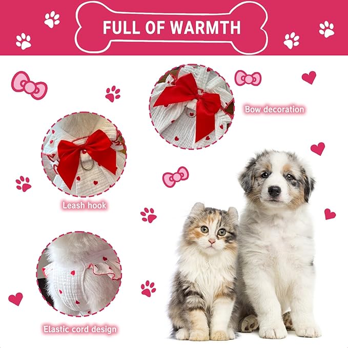 TAPBULL Dog Dresses, Fashionable Pet Dog Clothes with Heart Design, Cute Cat Birthday Dress Outfit (Pink/Red/Blue/Purple/Black 5-Pack), Medium